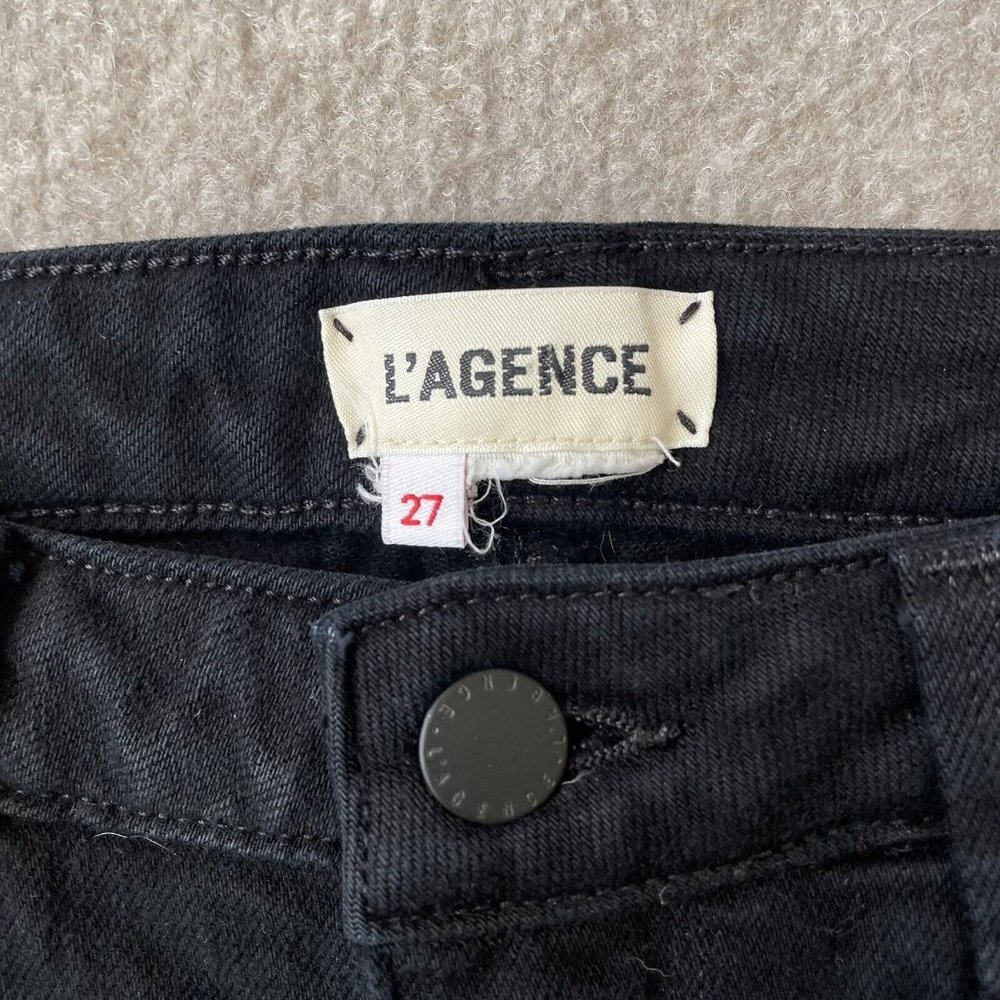 L'Agence Jeans Womens 27 Black Cropped Bootcut Stretch Denim Pants Designer - Picture 4 of 11